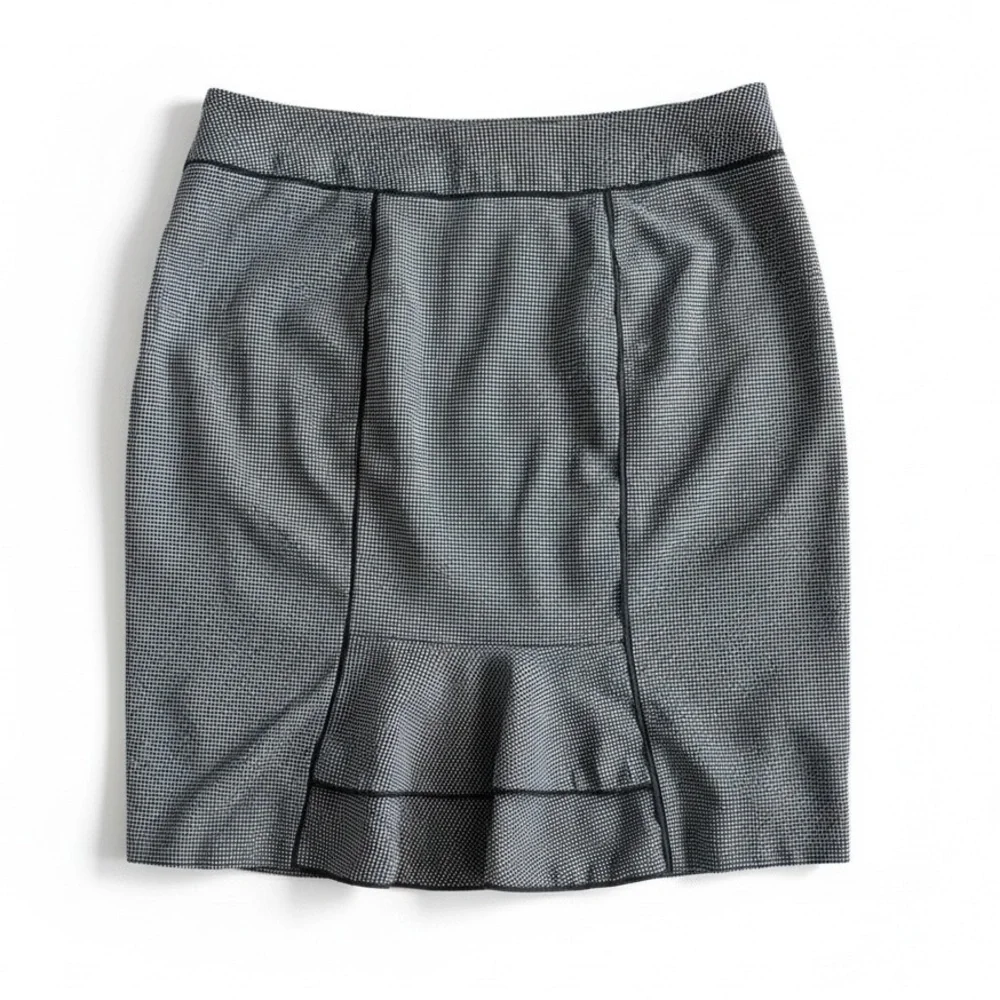 White House Black Market Peplum Pencil Skirt Workwear Office Black White Size 14